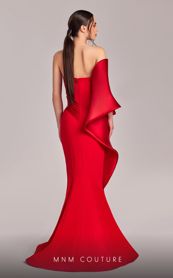 MNM Couture G1803 Crepe Satin One Shoulder Pleating Dress