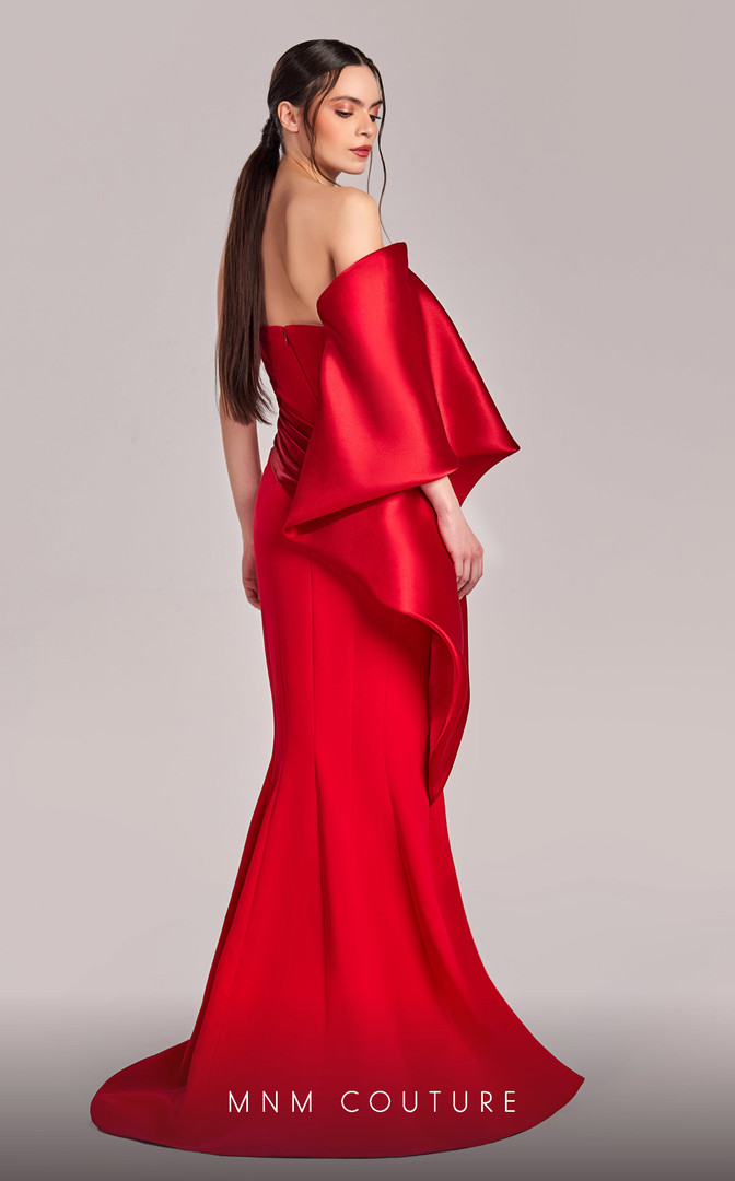 MNM Couture G1803 Crepe Satin One Shoulder Pleating Dress