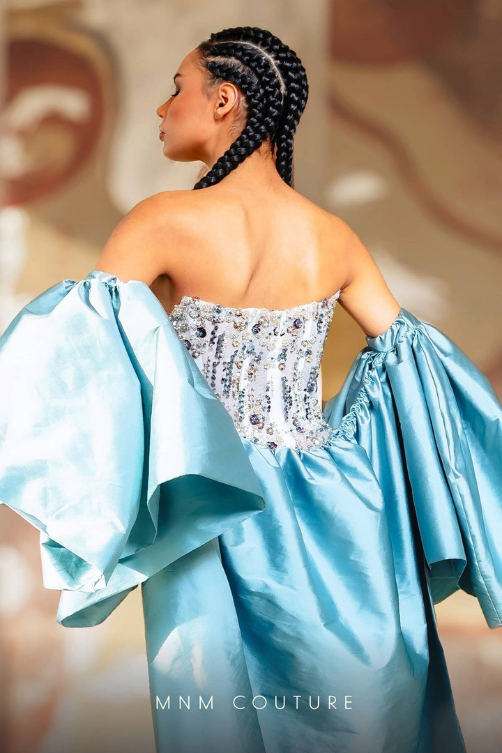 MNM Couture K4174A Beaded Square Neck Cape Sleeves Dress