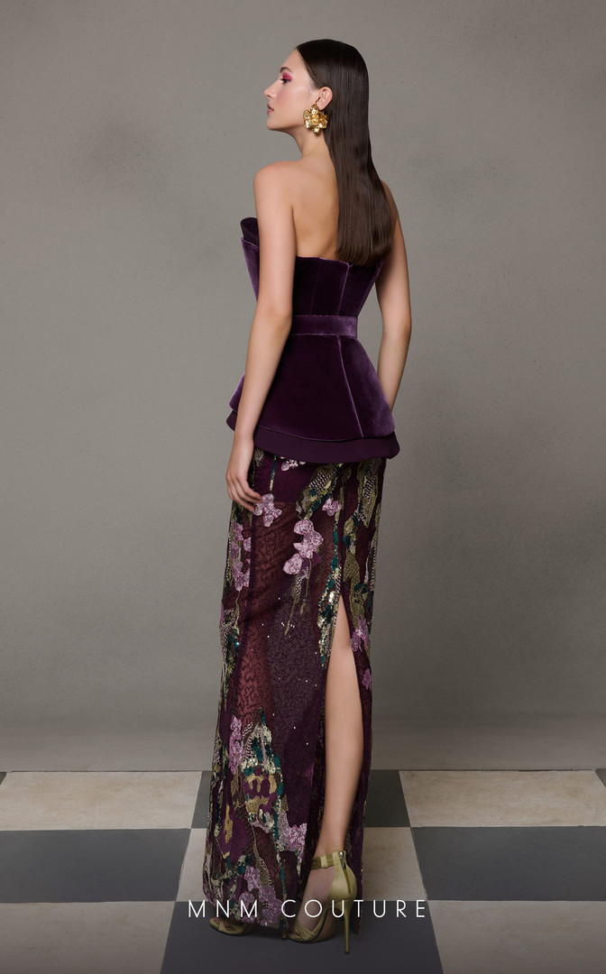 MNM Couture N0620 Velvet Sequins Embroidery Fitted Dress