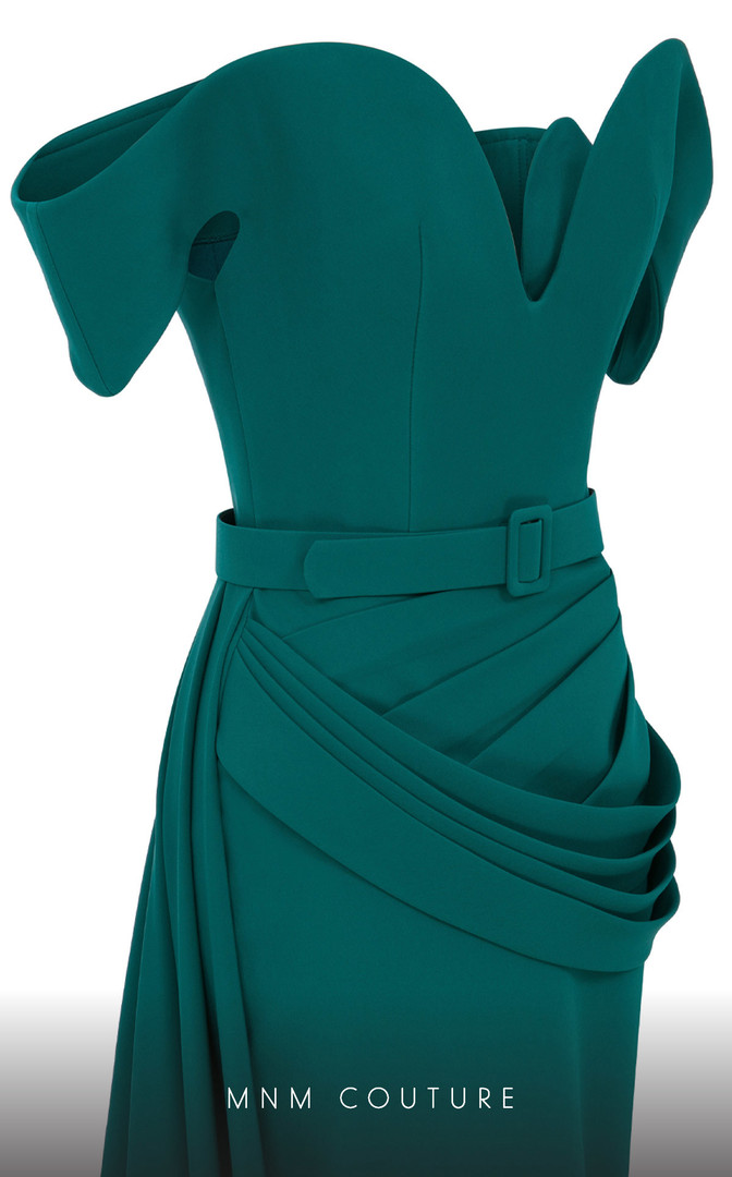 MNM Couture N0628A Crepe Sweetheart Neck Off Shoulder Dress