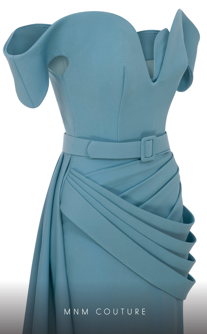 MNM Couture N0628A Crepe Sweetheart Neck Off Shoulder Dress