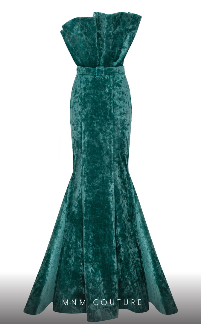 MNM Couture N0631 Dramatic Velvet Strapless Fitted Dress
