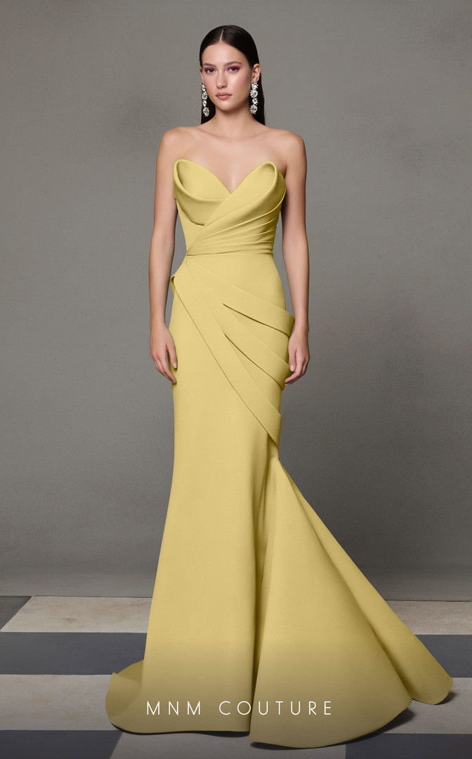 MNM Couture N0637 Crepe Sweetheart Neck Strapless Long Dress