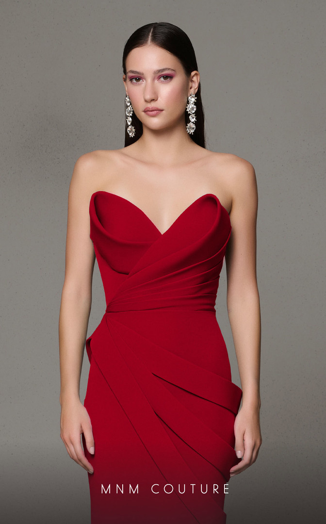 MNM Couture N0637 Crepe Sweetheart Neck Strapless Long Dress