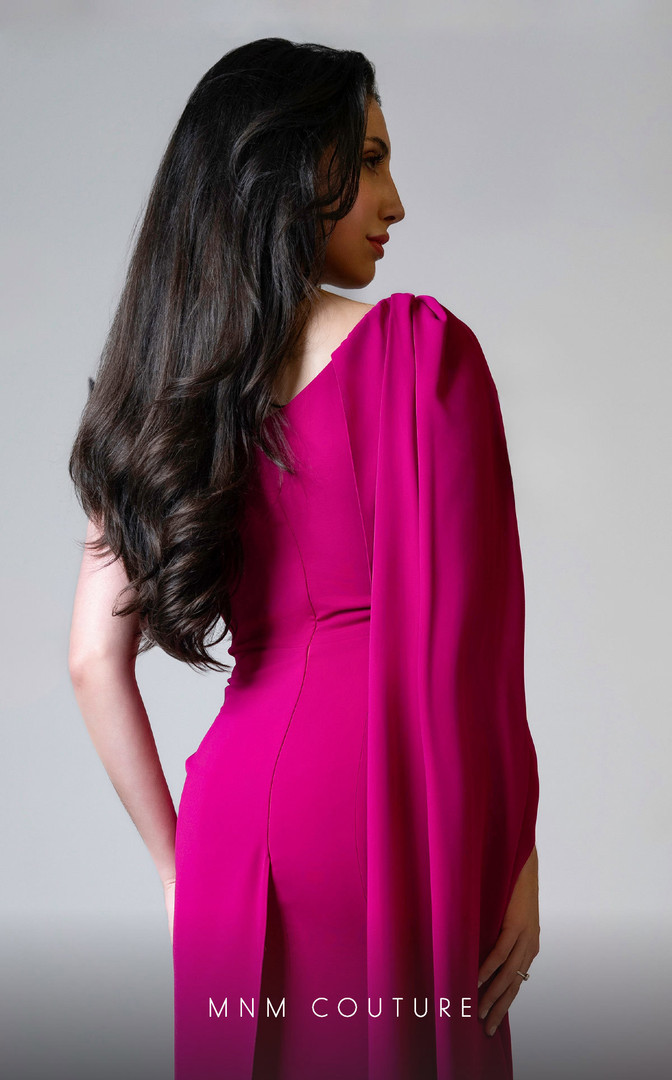 MNM Couture V02029A Rayon Crepe One-Shoulder Fitted Dress