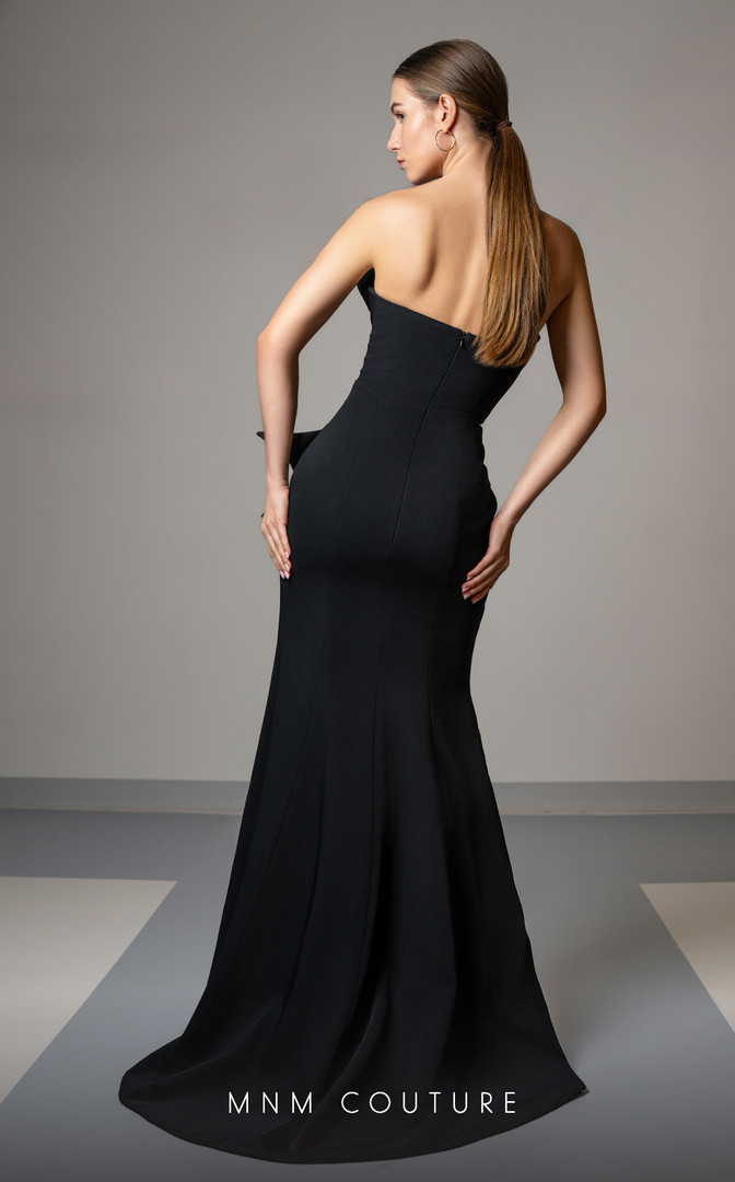 MNM Couture V02031 Crepe Straight Neckline Strapless Dress