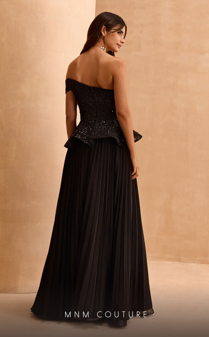 MNM Couture V07282 Satin Sequins Chiffon One-Shoulder Dress