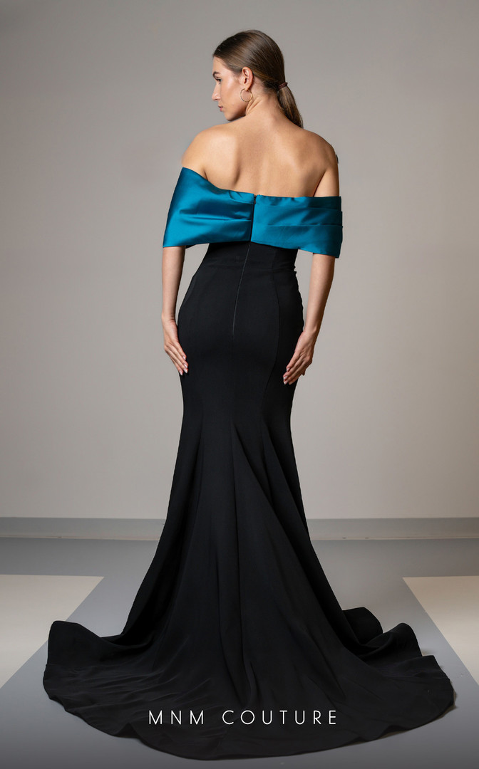 MNM Couture V07388 Straight-Across Neckline Cap Sleeve Dress