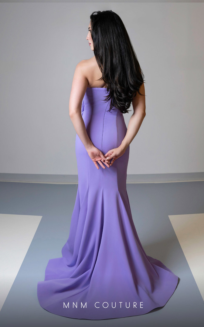MNM Couture V07456 Strapless Straight-Across Neck Long Dress