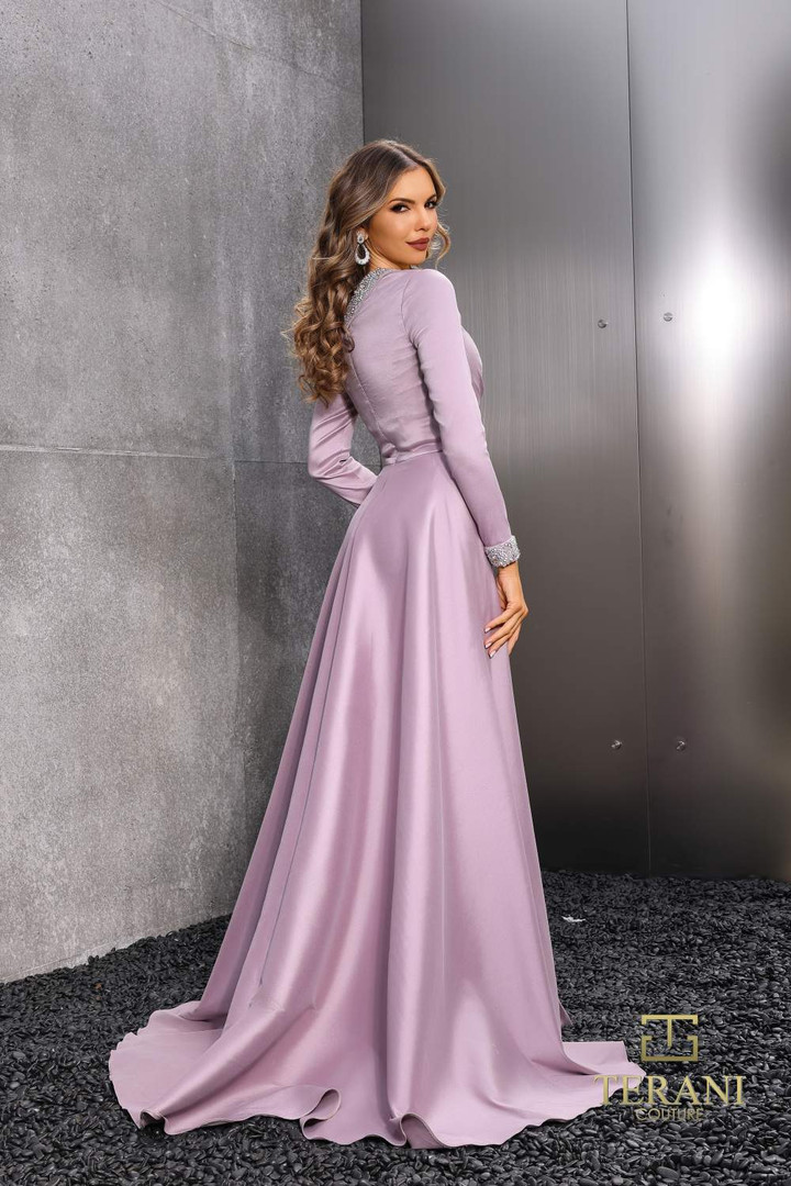 Terani Couture 252E5108 Stretch Mikado Long Sleeves Dress
