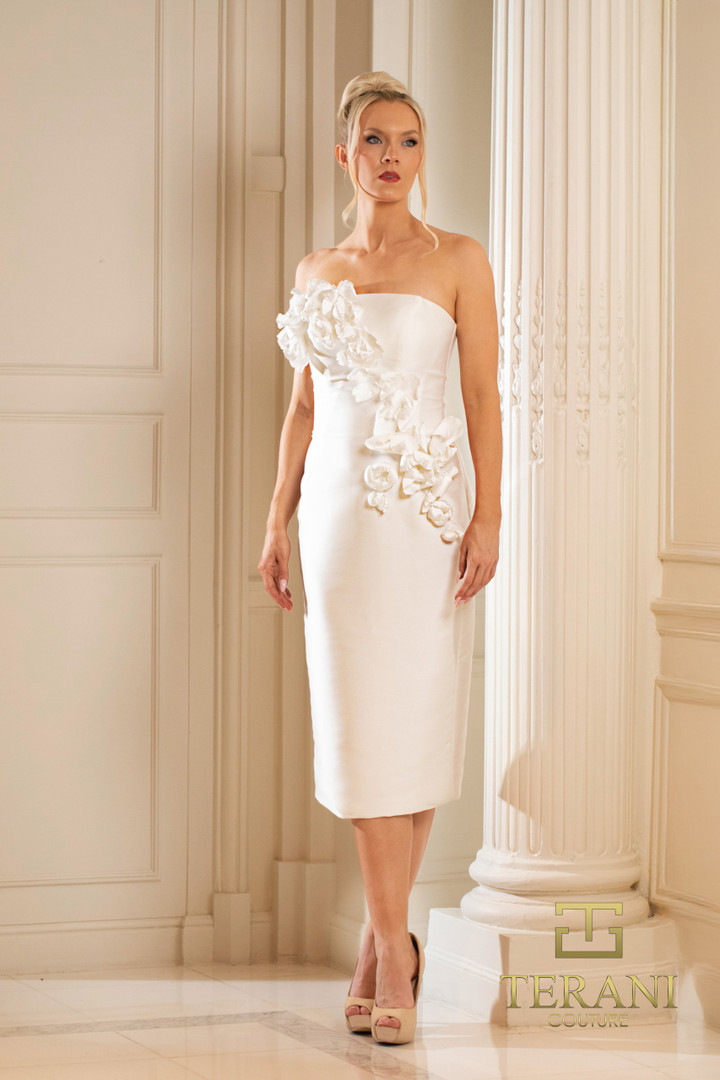 Terani Couture 252C5042 Mikado Straight Neck Strapless Dress