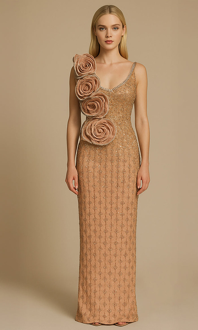 Terani Couture 252GL5228 Beaded Scoop Neck Sleeveless Dress