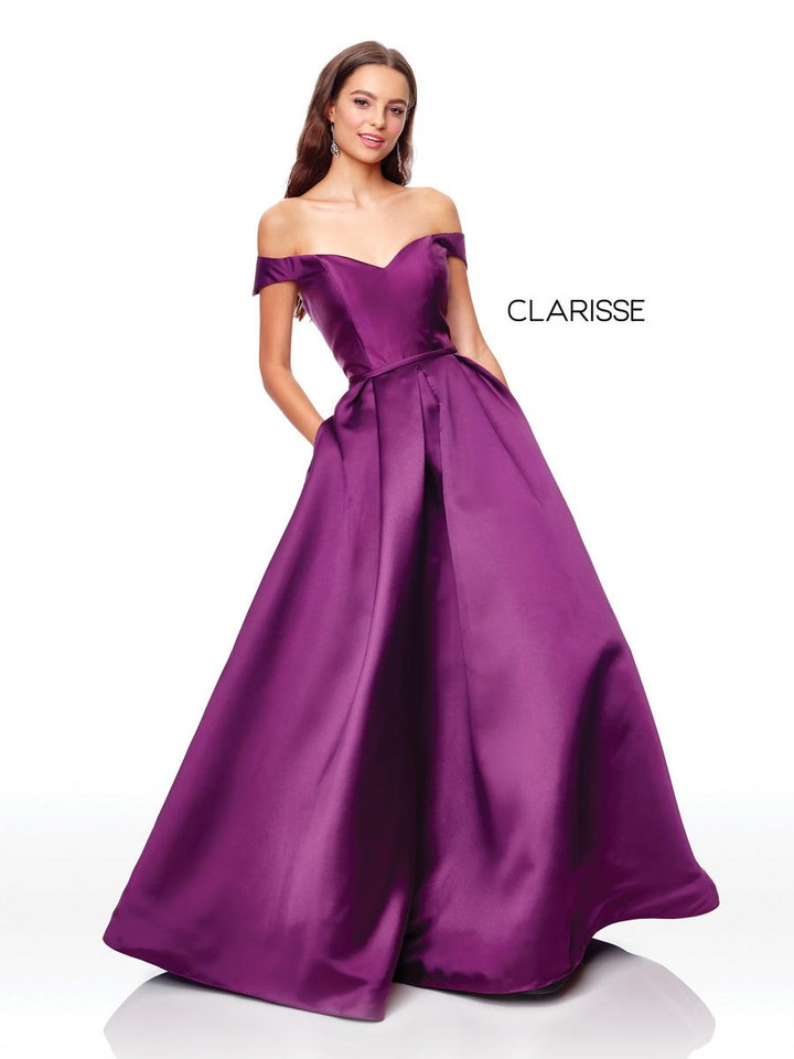 Clarisse 3442 Mikado Sweetheart Bodice Off Shoulder Dress