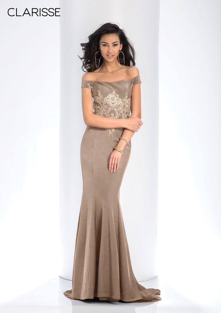 Clarisse 3452 Scoop Neckline Sleeveless Bodice Long Dress
