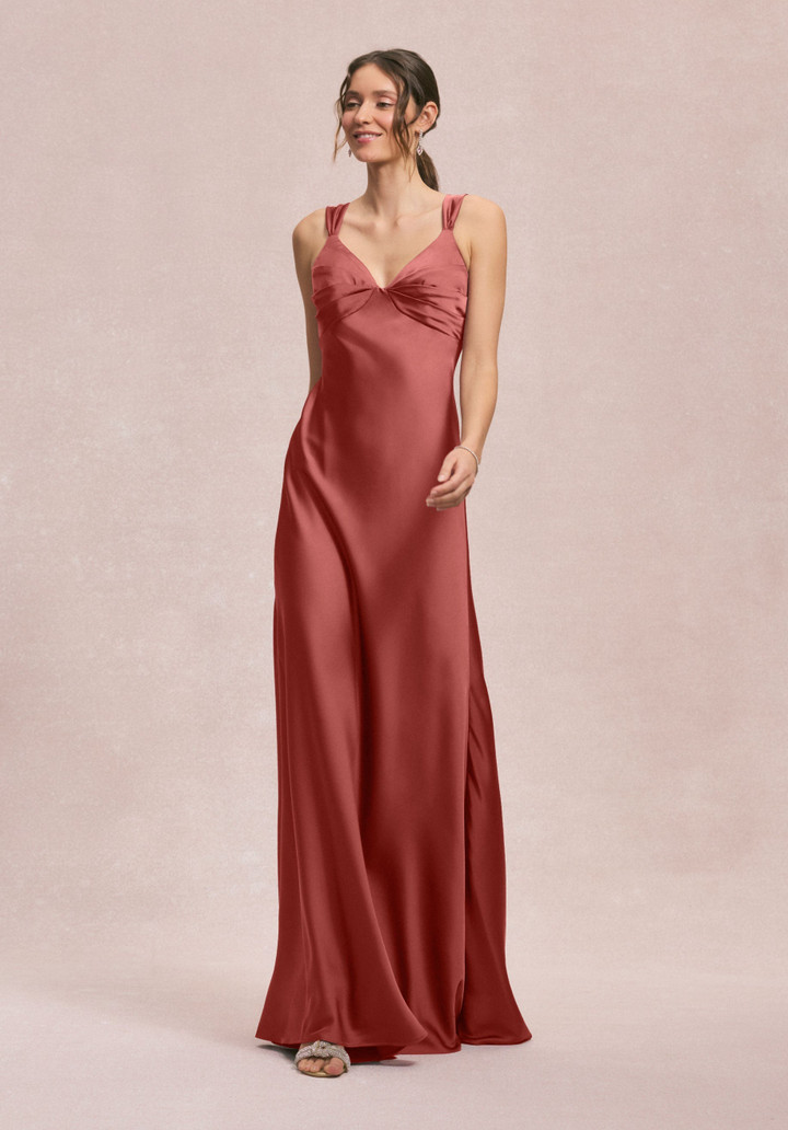 Morilee Bridesmaids 31245 Luxe Satin V-neck Sleeveless Dress