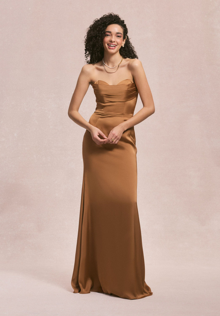 Morilee Bridesmaid 31259 Luxe Satin Strapless Sheath Dress