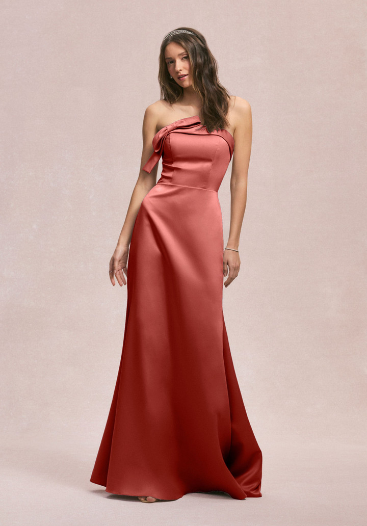 Morilee Bridesmaid 31246 Satin Cuffed Neck Strapless Dress