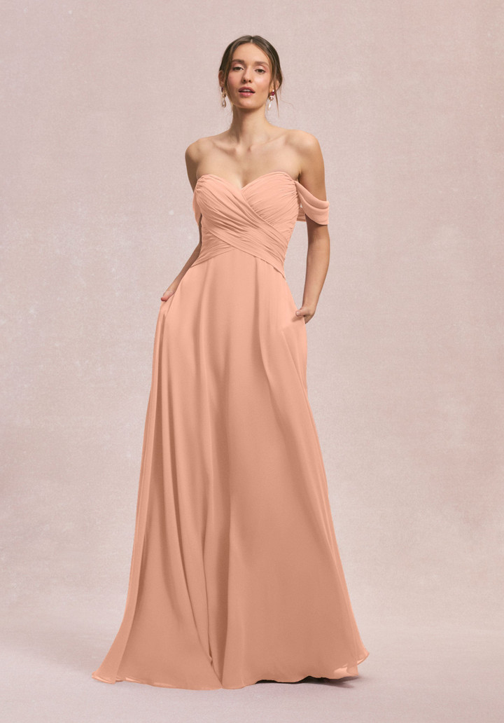 Morilee Bridesmaid 31248 Chiffon Off Shoulder A-line Dress