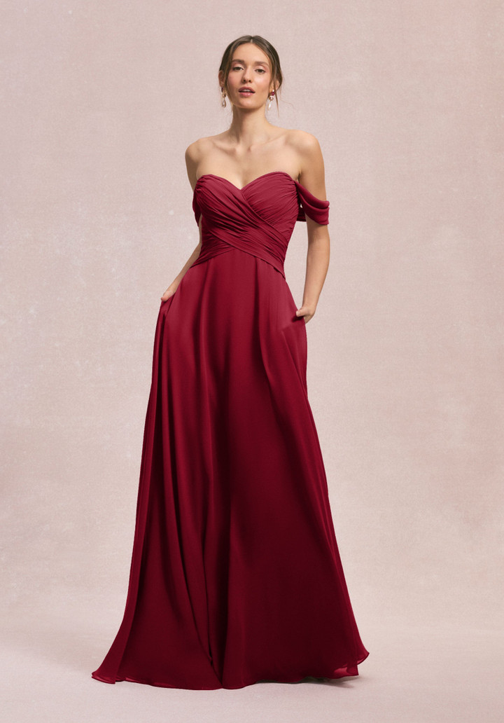 Morilee Bridesmaid 31248 Chiffon Off Shoulder A-line Dress