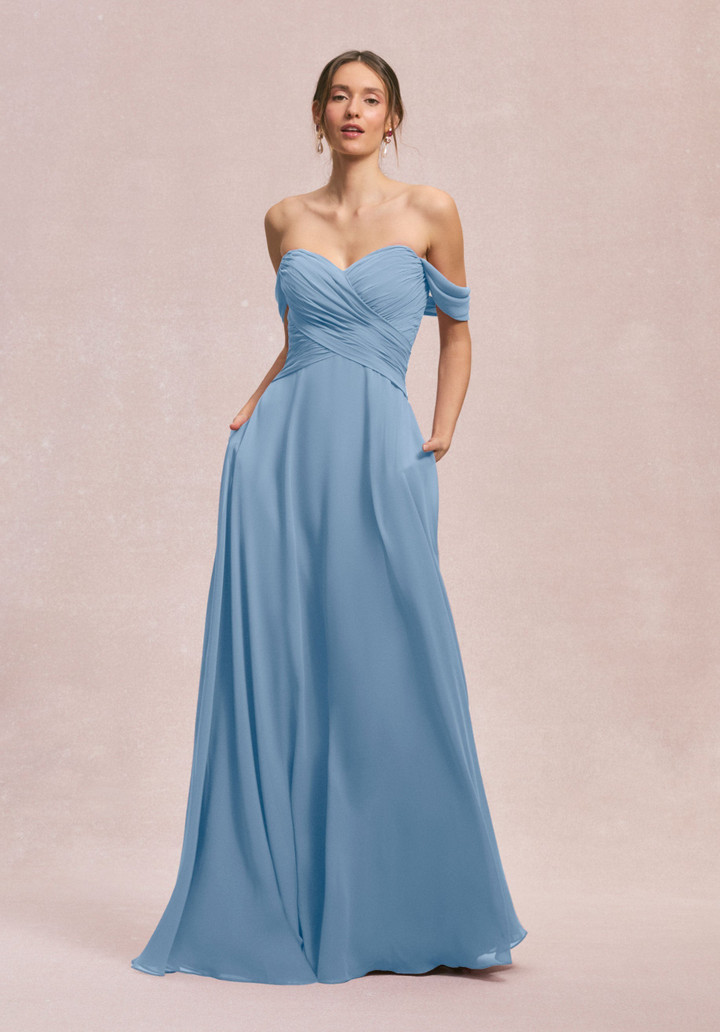Morilee Bridesmaid 31248 Chiffon Off Shoulder A-line Dress