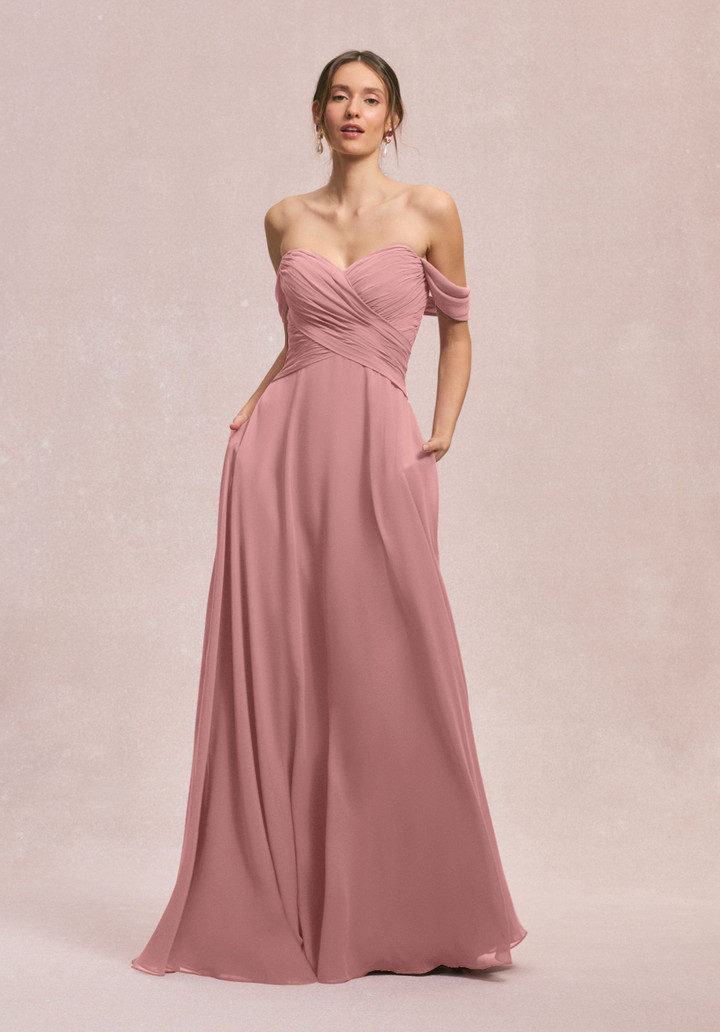 Morilee Bridesmaid 31248 Chiffon Off Shoulder A-line Dress