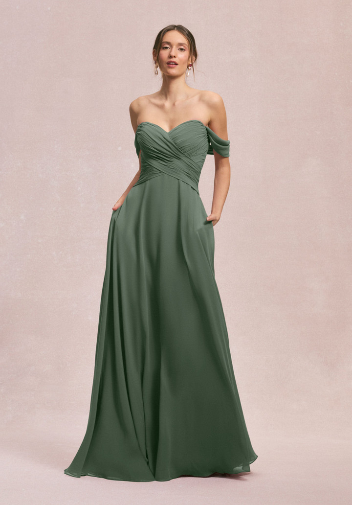 Morilee Bridesmaid 31248 Chiffon Off Shoulder A-line Dress