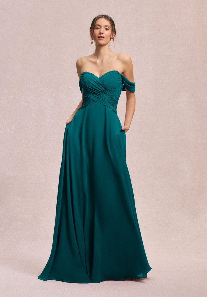 Morilee Bridesmaid 31248 Chiffon Off Shoulder A-line Dress