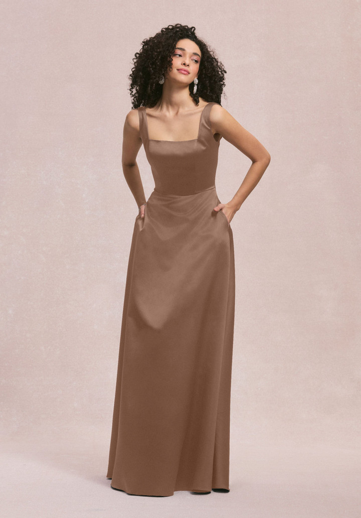 Morilee Bridesmaids 31258 Satin Square Neck Sleeveless Dress