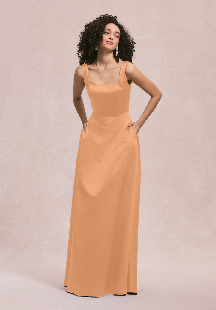Morilee Bridesmaids 31258 Satin Square Neck Sleeveless Dress