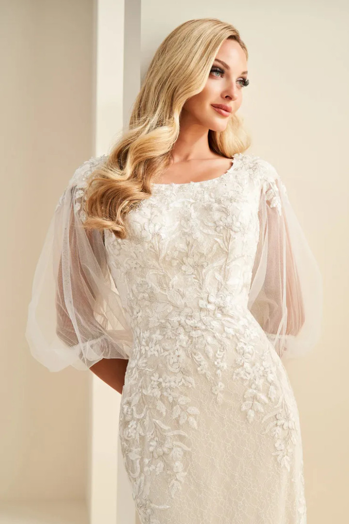 Modest by Mon Cheri MOD1806 Allover Lace Tulle Wedding Dress