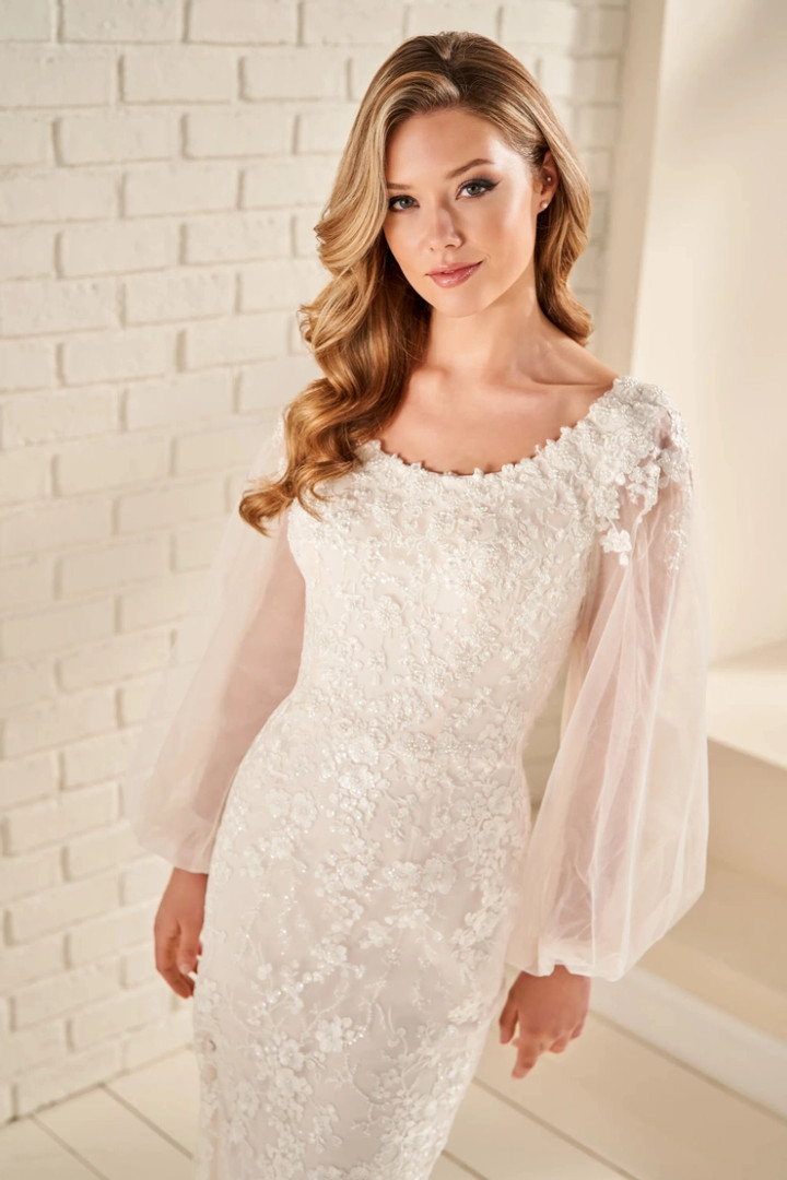 Modest by Mon Cheri MOD952 Tulle Allover Lace Wedding Dress