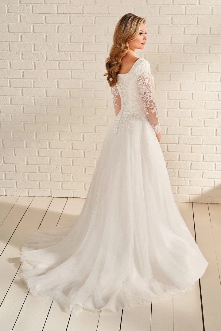 Modest by Mon Cheri MOD956 Organza Lining Long Wedding Dress