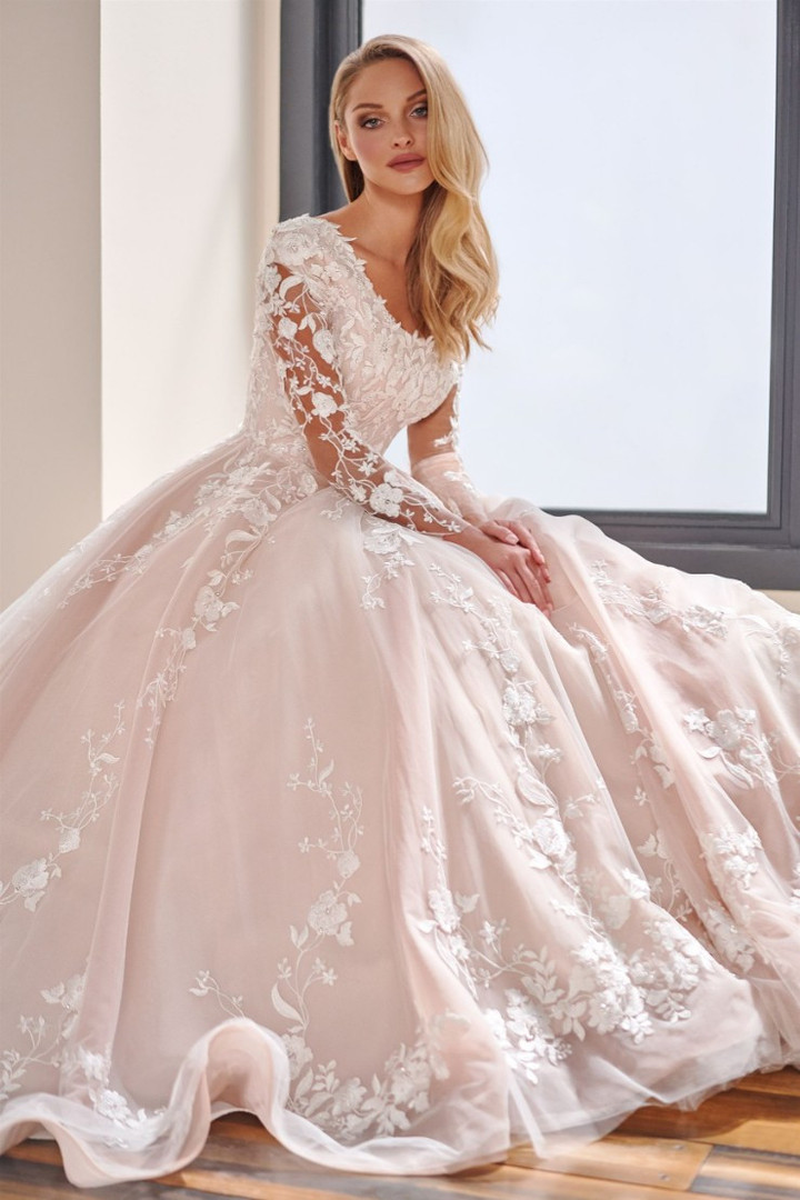 Modest by Mon Cheri TR22176 Organza Tulle Wedding Dress