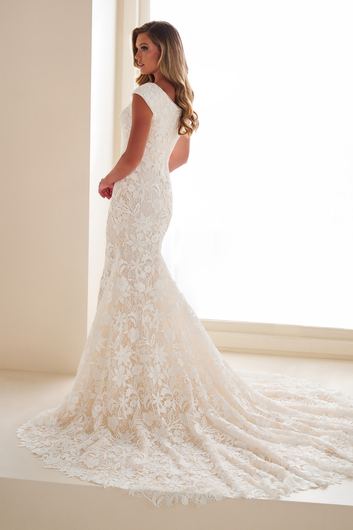 Modest by Mon Cheri MOD303 Venise Lace Tulle Wedding Dress