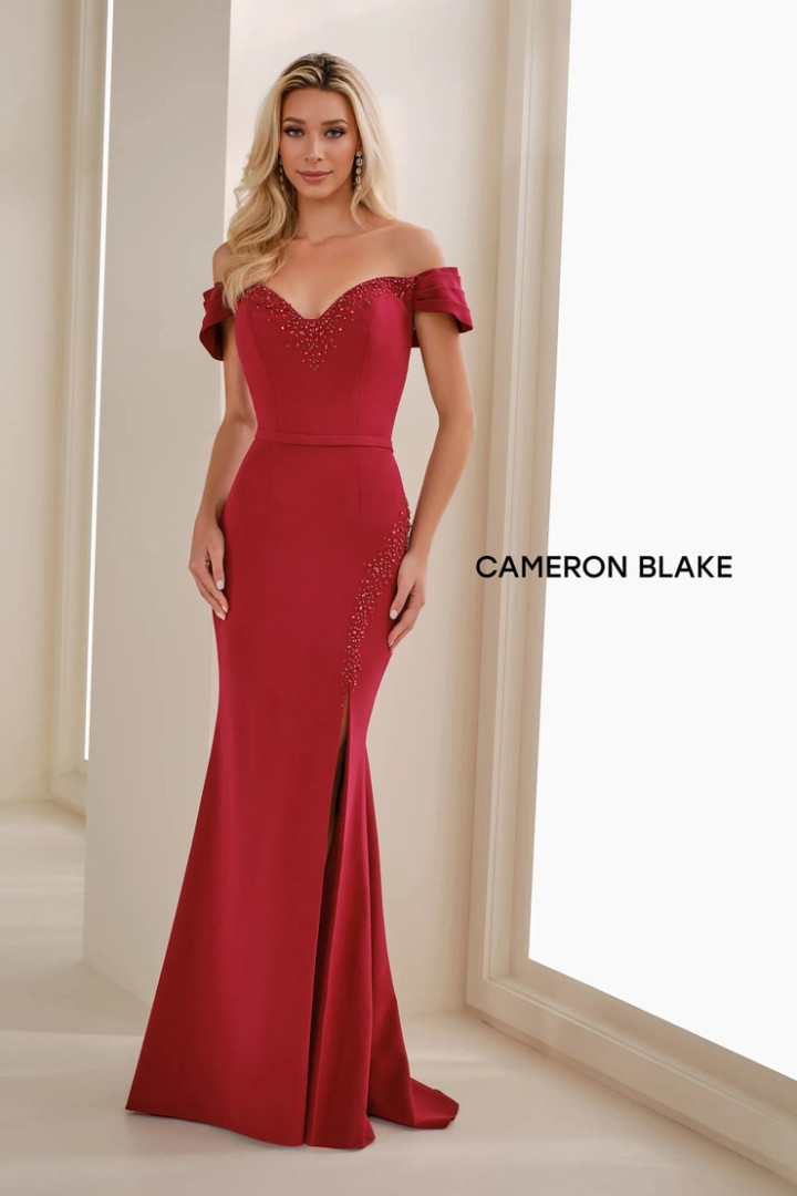Cameron Blake by Mon Cheri CB906 Crepe Off-Shoulder Dress