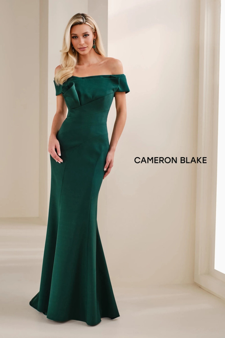 Cameron Blake by Mon Cheri CB905 Crepe Off-Shoulder Dress
