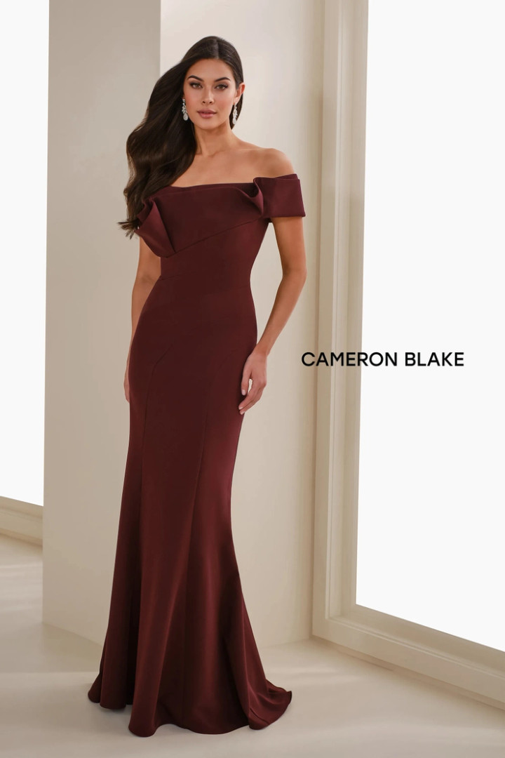 Cameron Blake by Mon Cheri CB905 Crepe Off-Shoulder Dress