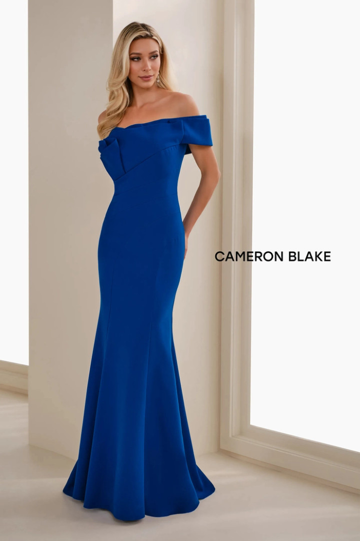 Cameron Blake by Mon Cheri CB905 Crepe Off-Shoulder Dress