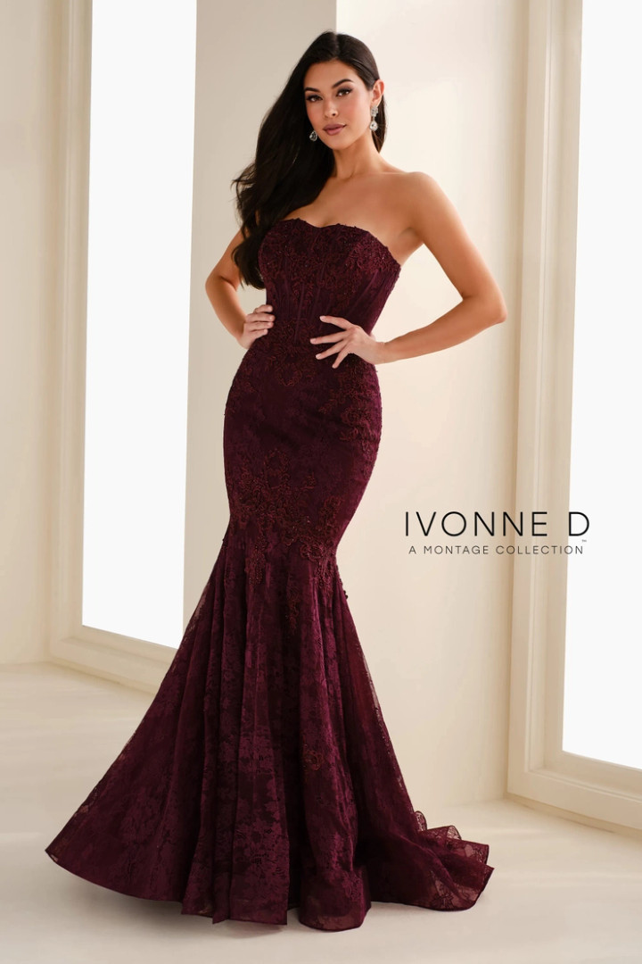 Ivonne D by Mon Cheri ID1403 Allover Lace Strapless Dress