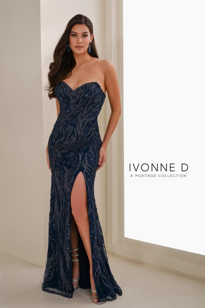 Ivonne D by Mon Cheri ID1404 Sequins Beaded Strapless Dress