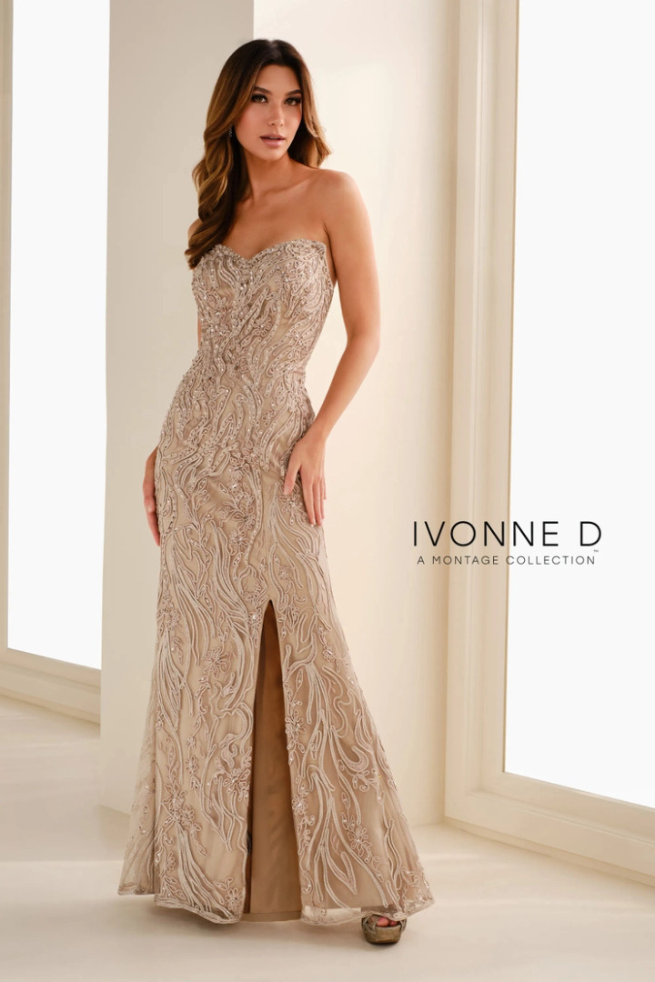 Ivonne D by Mon Cheri ID1404 Sequins Beaded Strapless Dress