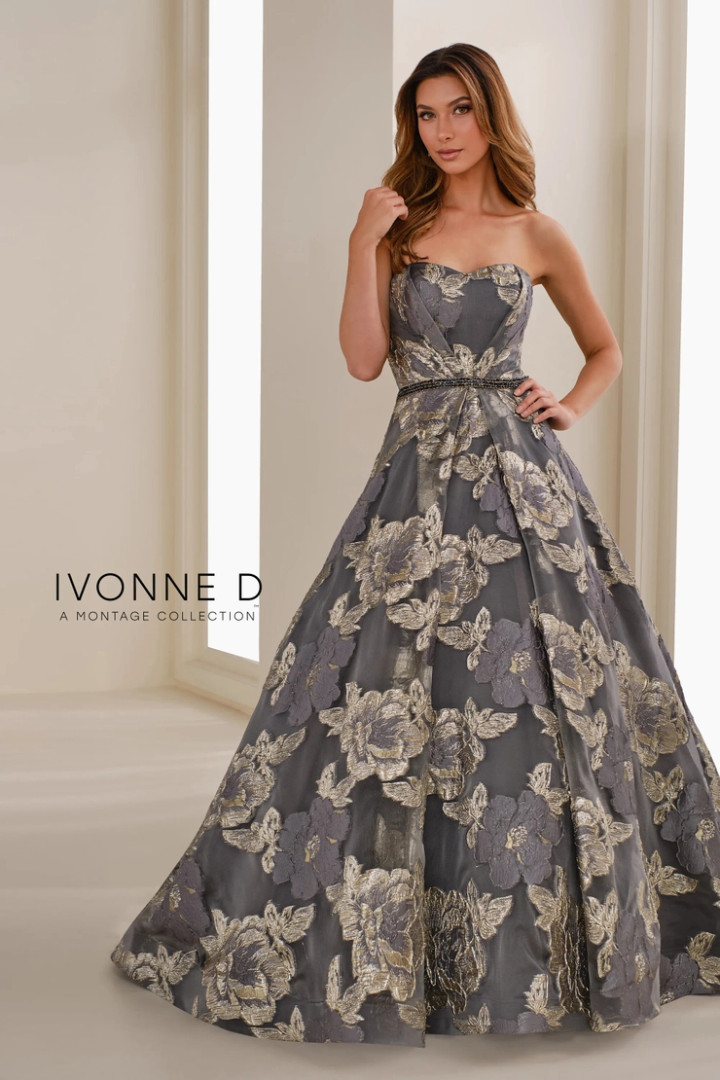 Ivonne D by Mon Cheri ID1410 Brocade Strapless A-Line Dress