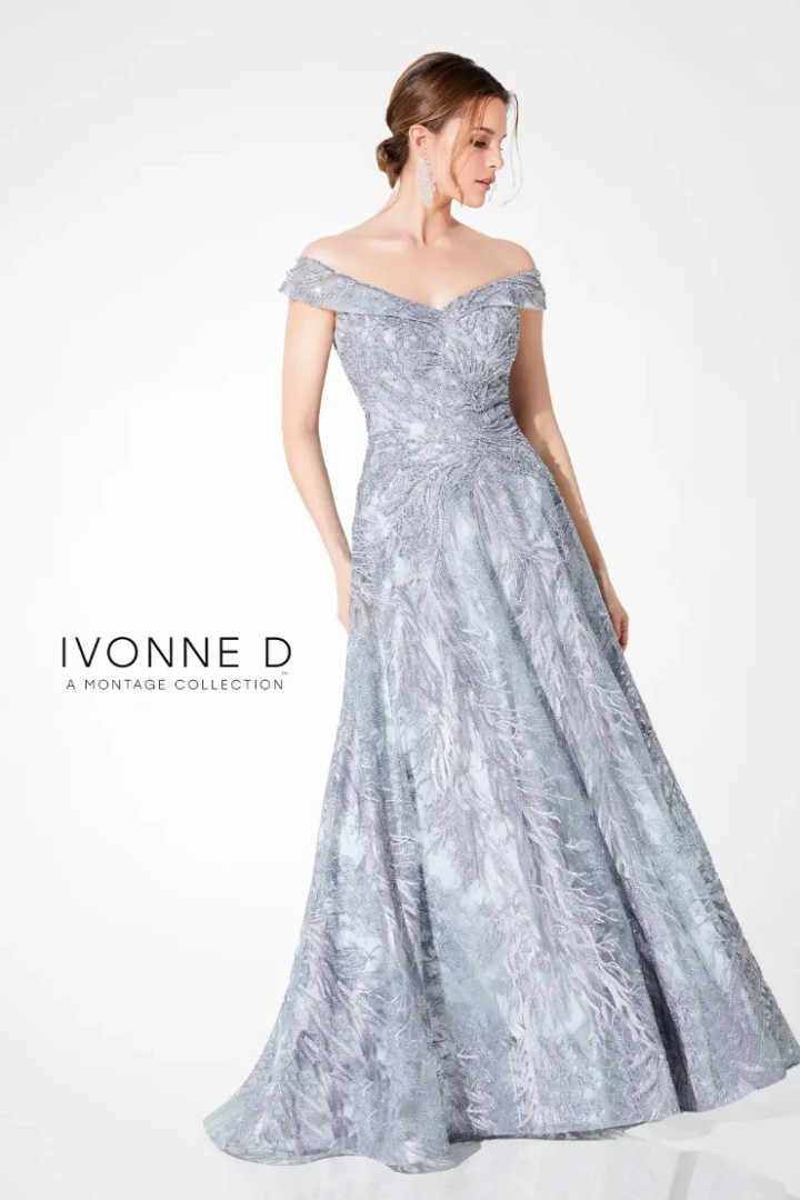 Ivonne D by Mon Cheri 220D24 Embroidery Off-Shoulder Dress