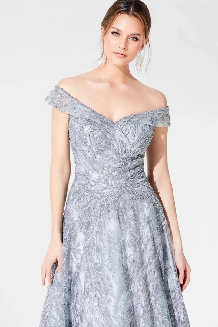 Ivonne D by Mon Cheri 220D24 Embroidery Off-Shoulder Dress