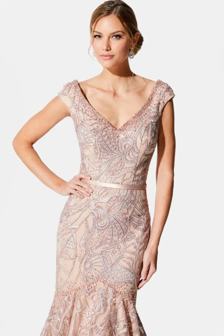 Ivonne D by Mon Cheri 221D53 Beading Lace Cap Sleeve Dress