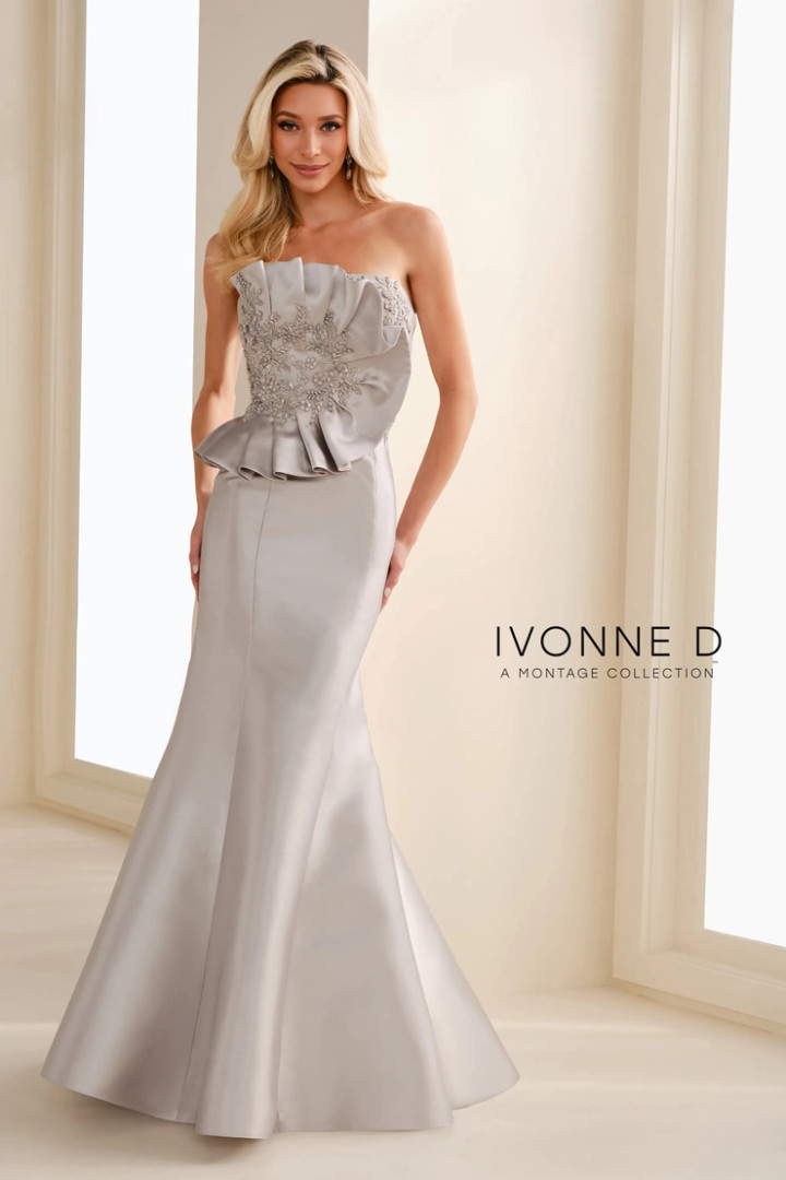 Ivonne D by Mon Cheri ID1401 Beading Mikado Strapless Dress
