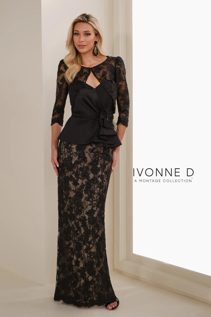 Ivonne D by Mon Cheri ID1406 Corded Lace Strapless Dress