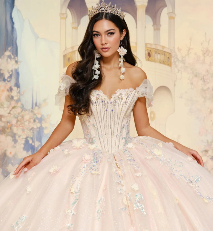 Princesa by Ariana Vara PR30202 Tulle Beading Long Ball Gown