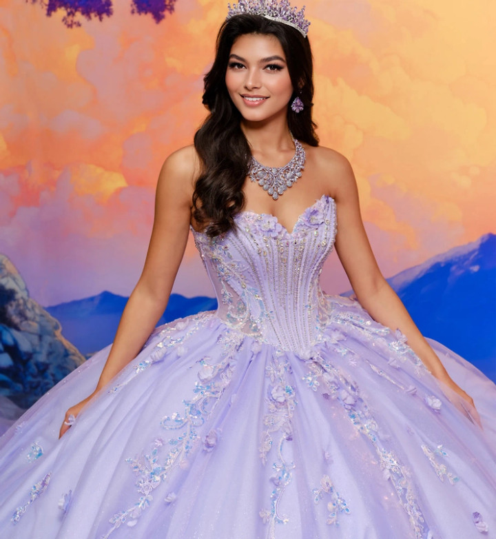 Princesa by Ariana Vara PR30202 Tulle Beading Long Ball Gown